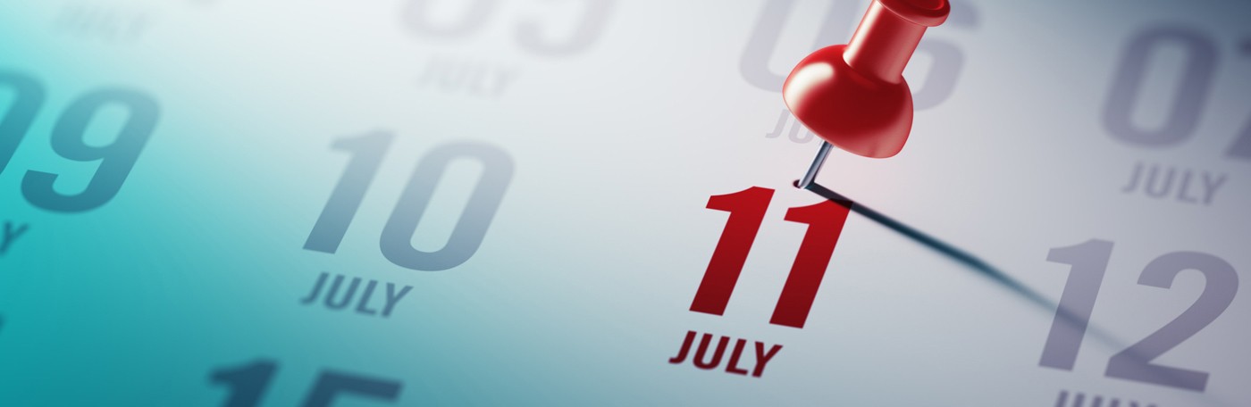 xstock/stockadobe.com Image of calendar with a push pin marking July 11