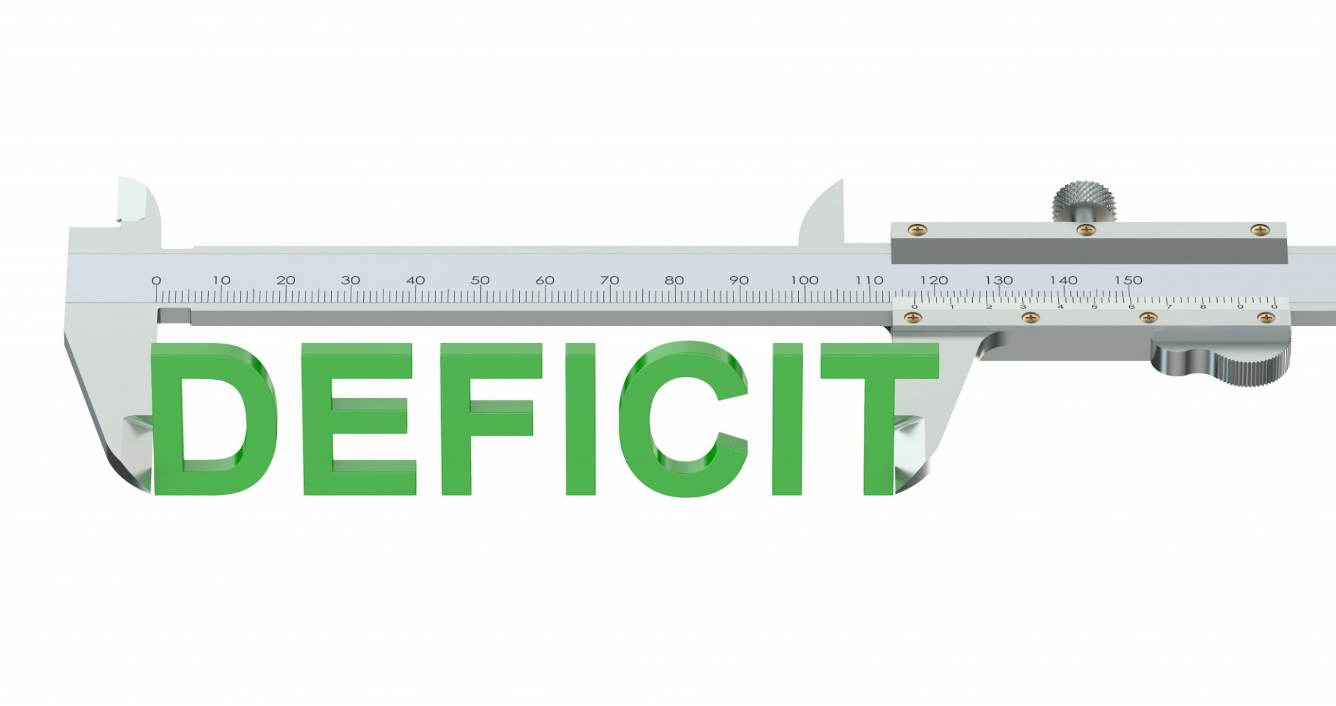 calibrador utilizado para medir la palabra "déficit" que aparece en verde