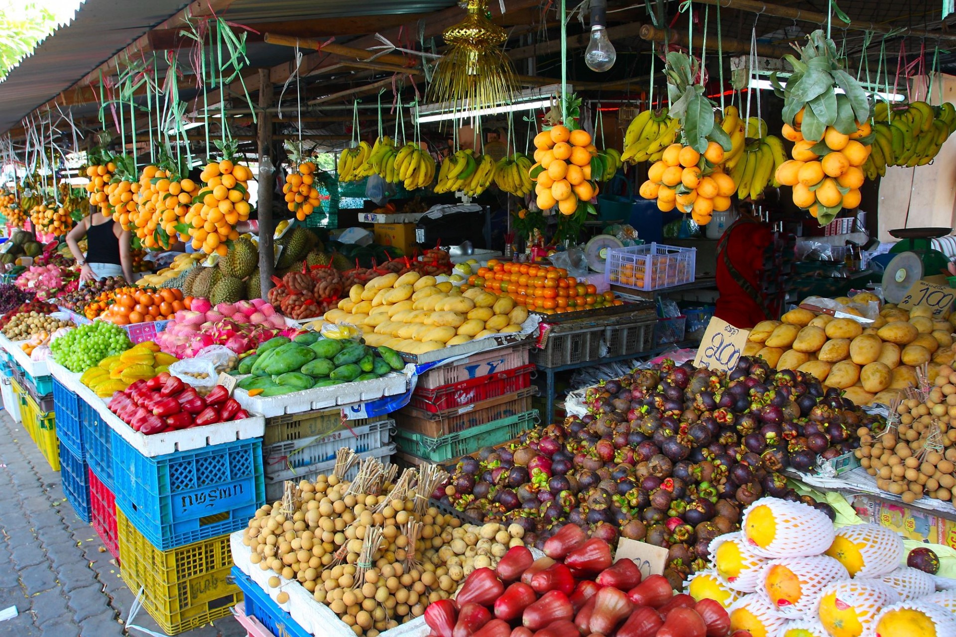open market filled with a wide variety of fruits and vegetables