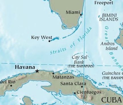 map of parts of Florida and Cuba