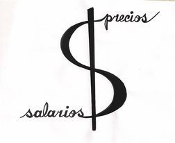 símbolo del peso con palabras precios y salarios