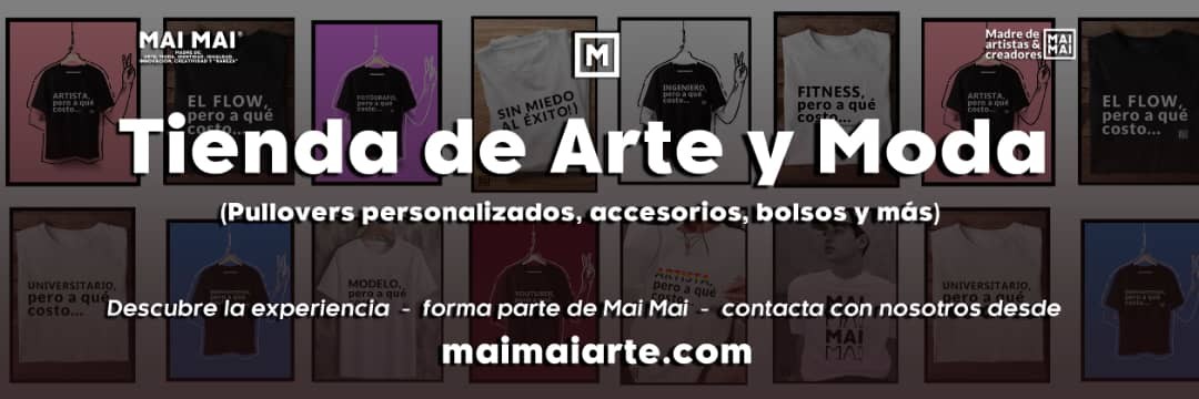 Imagen de página web con varias prendas de vestir con la inscripción "Tienda de Arte y Moda"