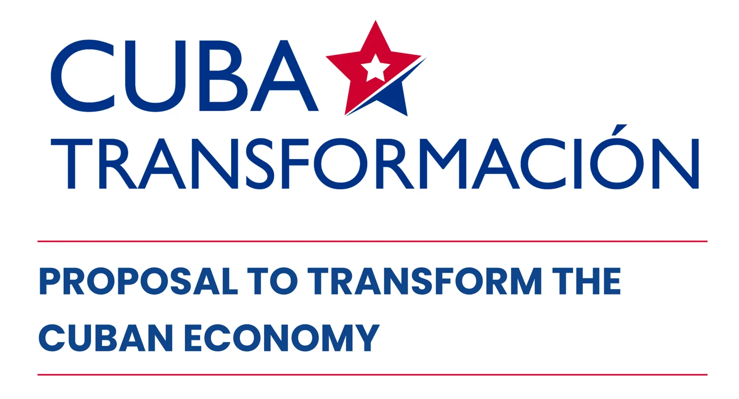 The words "Cuba Transformation: Proposal to Transform the Cuban Economy" appear in blue letters.