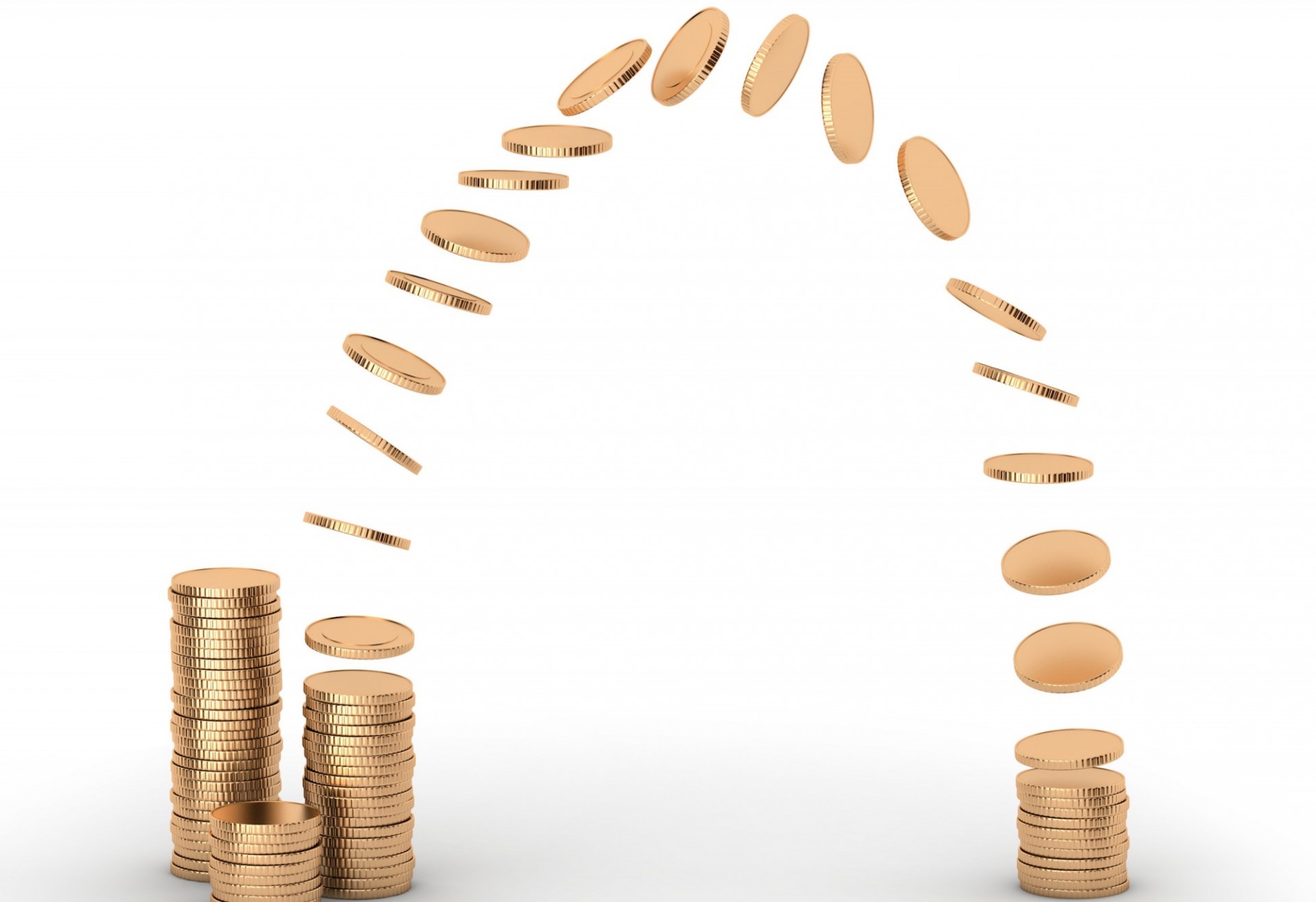 coins flipping into two piles