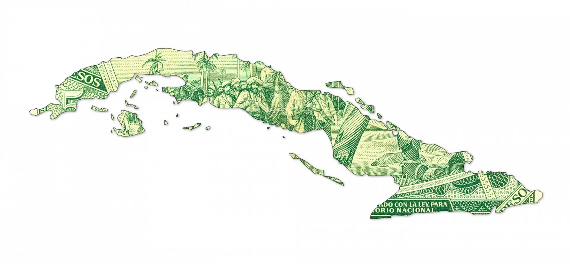 mapa de cuba hecho con billete