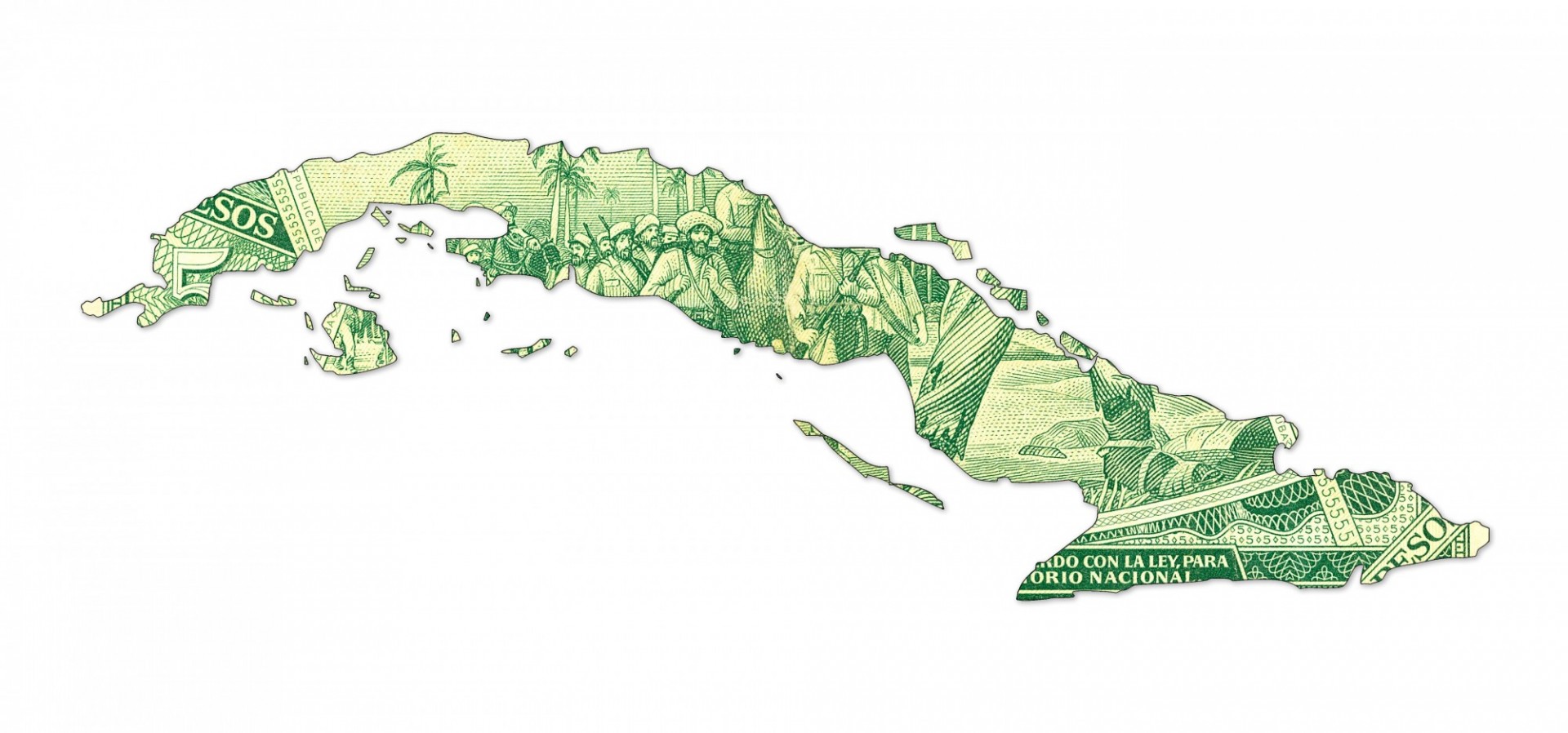 mapa de cuba hecho con billete