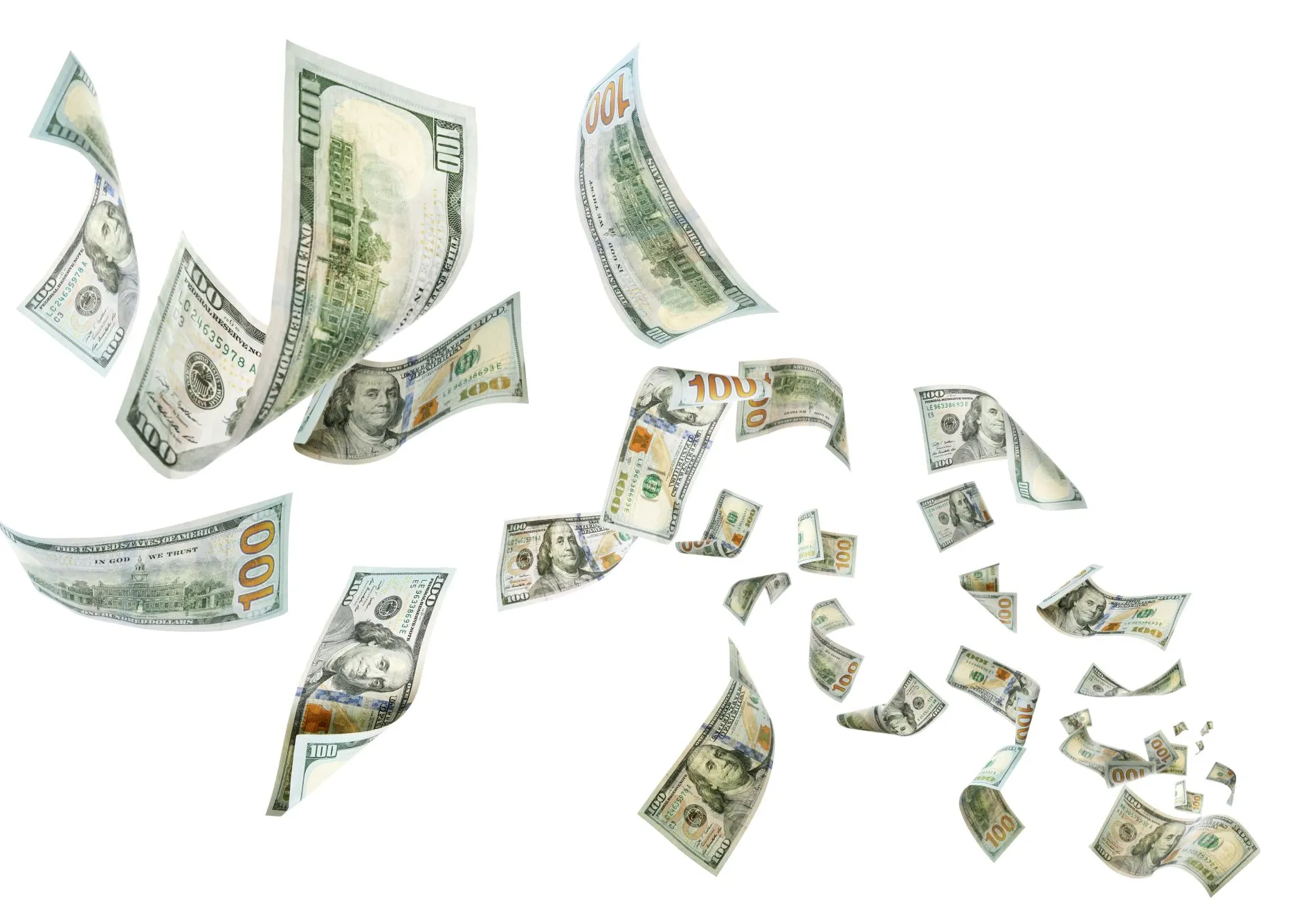 Dollar bills flying