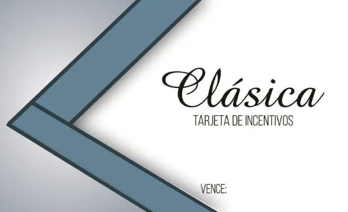 imagen de una tarjeta designada "clásica" con franjas grises y azules a la izquierda